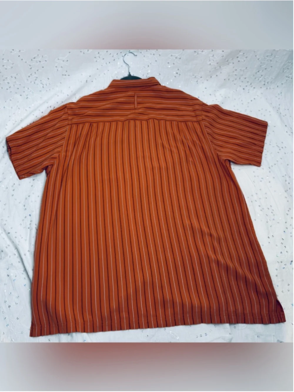 The North Face Button Up Shirt Mens XXL Orange Striped Hiking Travel Camp